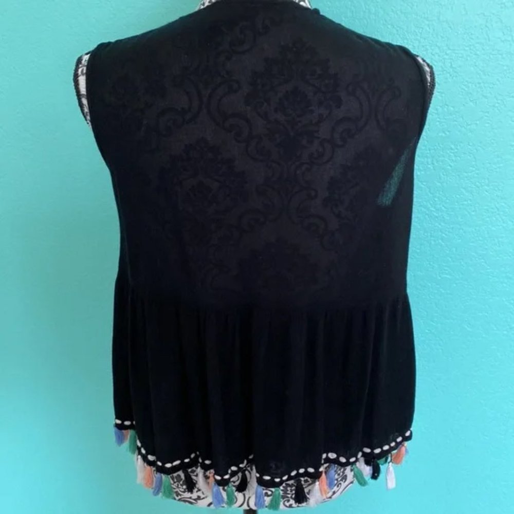 Steve Madden Nyc Open Front Fringe Tassel Shrug Os - image 7